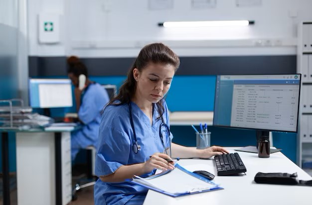pharmacist nurse with stethoscope analyzing healthcare treatment 482257 19380